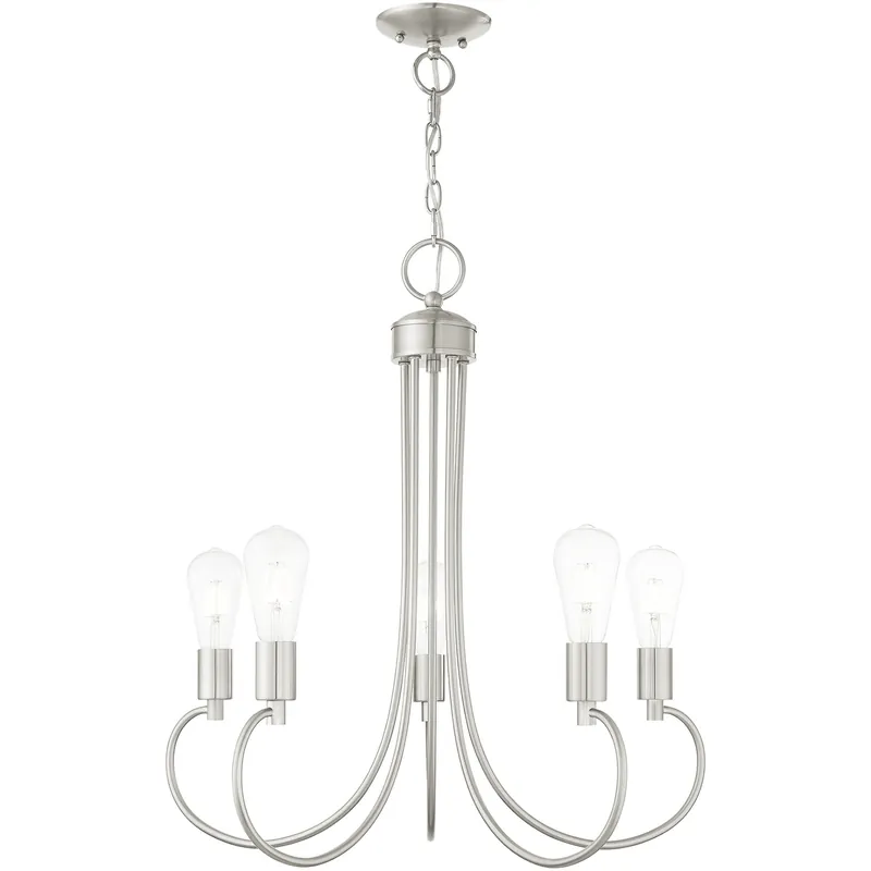 Bari 5 Light 25 inch Brushed Nickel Chandelier Ceiling Light Secure Checkout