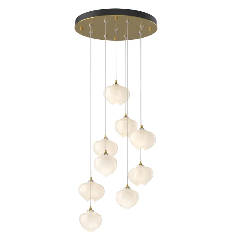 Ume 9 Light 20.5 inch Modern Brass Pendant Ceiling Light in Frosted, Round Wholesale