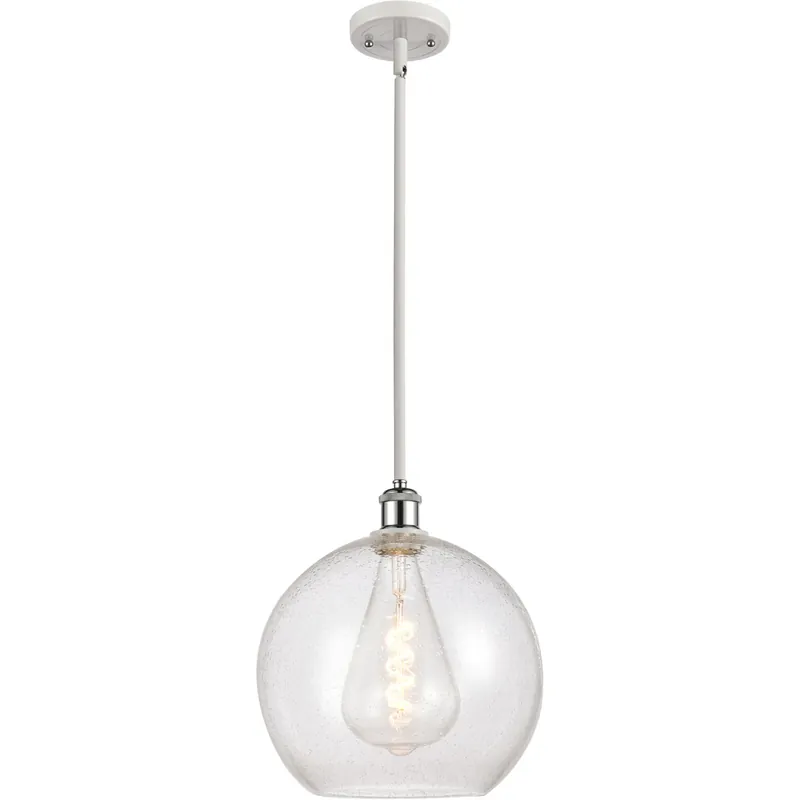 Ballston Athens 1 Light 12 inch White and Polished Chrome Mini Pendant Ceiling Light in Seedy Glass Final Sale