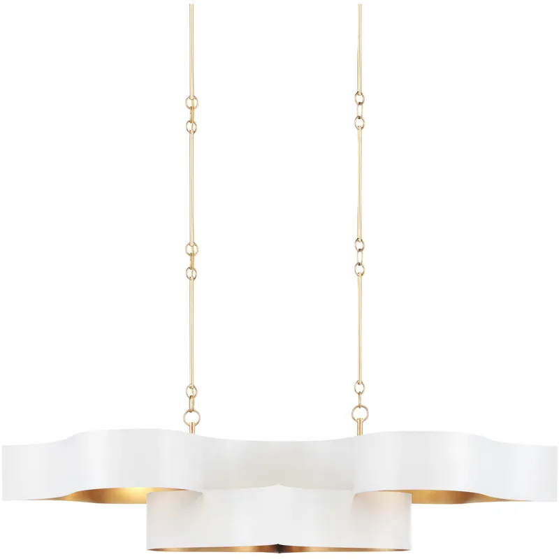 Grand Lotus 6 Light 50.5 inch Sugar White/Contemporary Gold Leaf Chandelier Ceiling Light Sale
