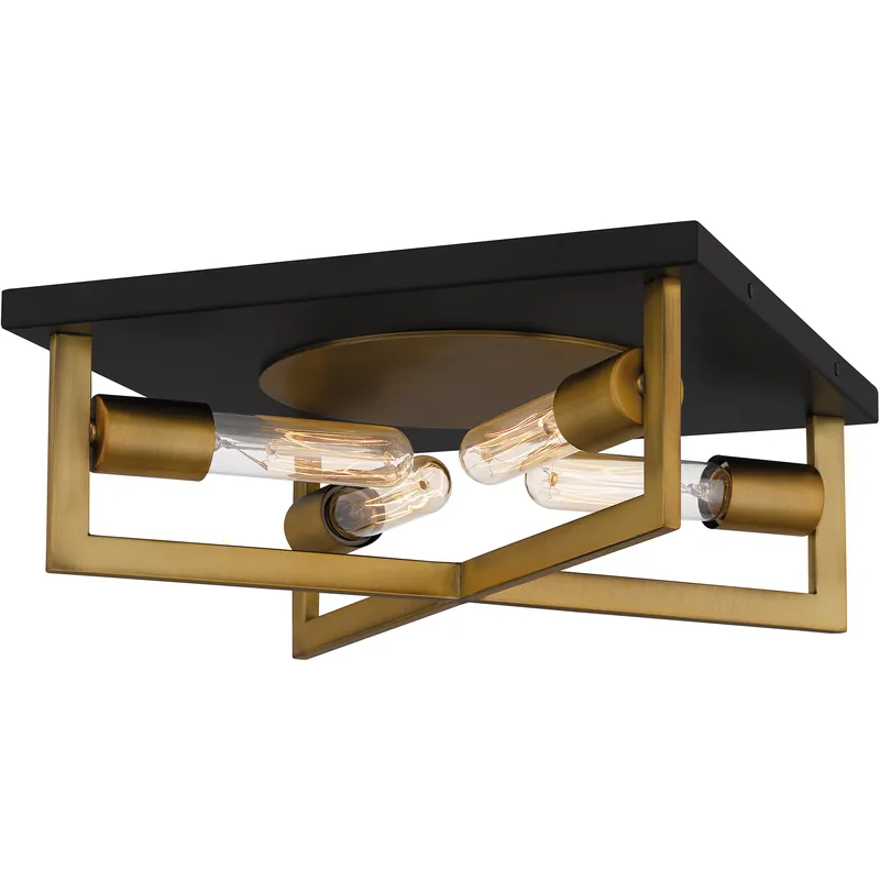 Brunson 4 Light 14 inch Aged Brass Flush Mount Ceiling Light Trusted Brand