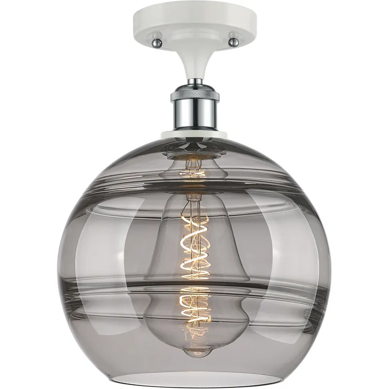 Ballston Rochester 1 Light 10 inch White Polished Chrome Semi-Flush Mount Ceiling Light Super Sale