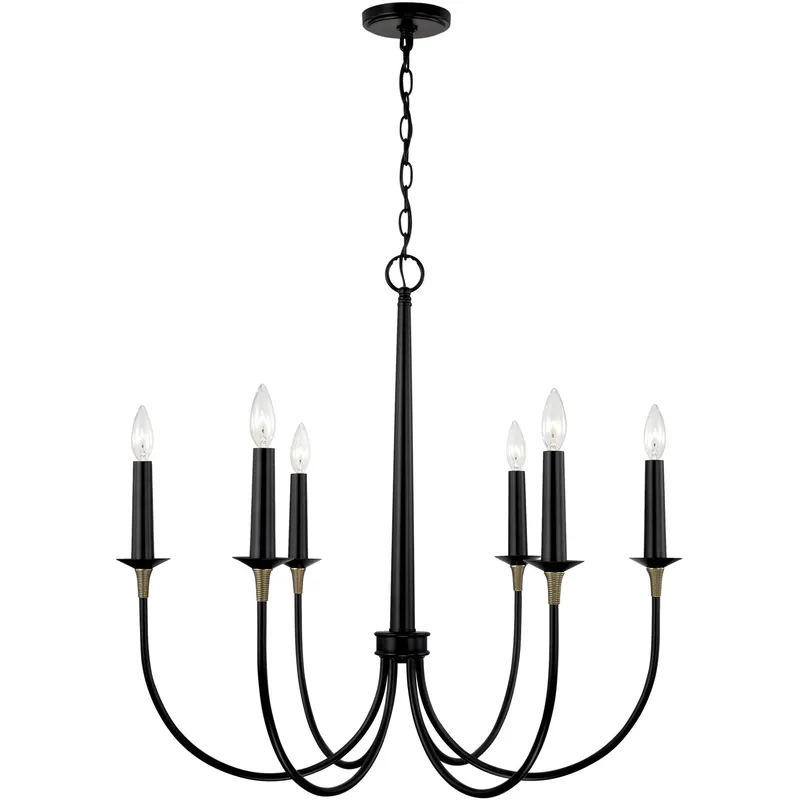Big Sale Amara 6 Light 31 inch Matte Black with Brass Chandelier Ceiling Light