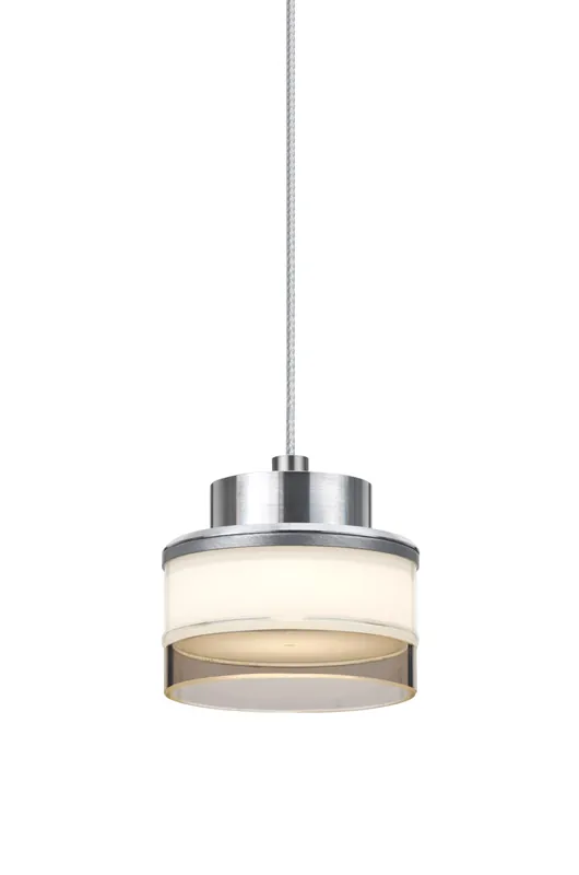 Save Now Pivot LED Satin Nickel Pendant Ceiling Light in Opal Glossy/Smoke Glass