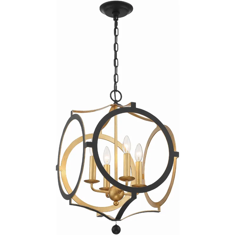 Odelle 4 Light 20 inch Black and Antique Gold Chandelier Ceiling Light Must Have