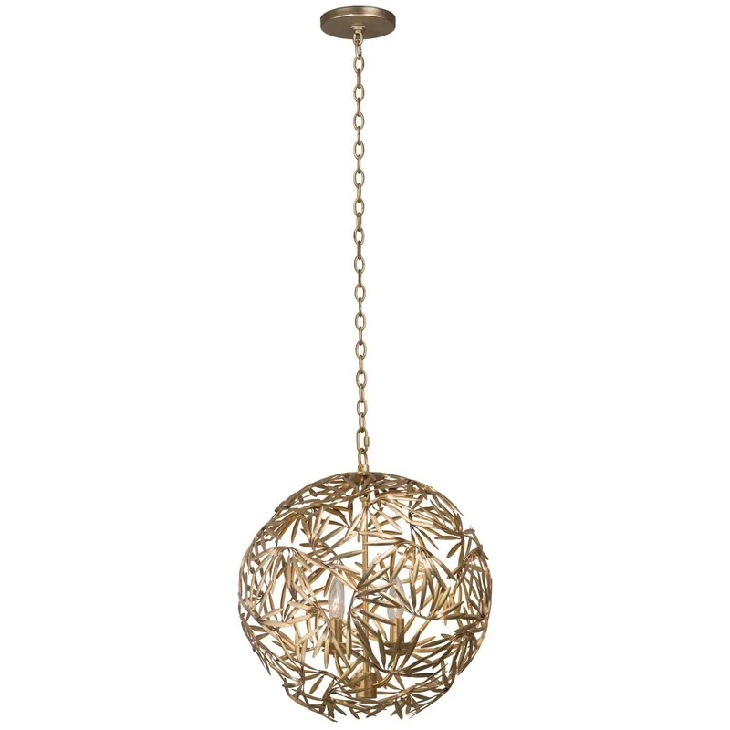 Jardin 4 Light 18 inch Oxidized Gold Leaf Pendant Ceiling Light Luxury