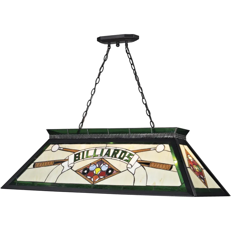 Tiffany Billiard 4 Light 43.75 inch Matte Black Billiard Ceiling Light Sale
