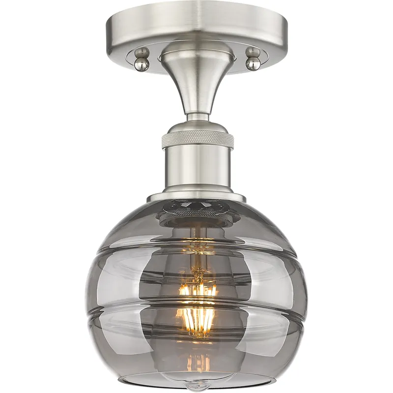 Super Sale Edison Rochester 1 Light 5.88 inch Brushed Satin Nickel Semi-Flush Mount Ceiling Light