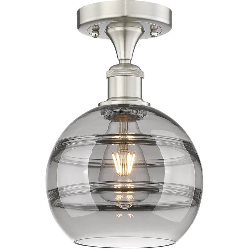Edison Rochester 1 Light 8 inch Brushed Satin Nickel Semi-Flush Mount Ceiling Light Same Day Shipping