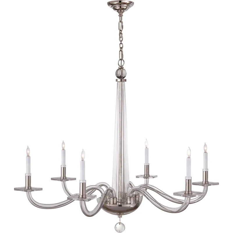 Chapman & Myers Robinson2 6 Light 38 inch Polished Nickel and Clear Glass Chandelier Ceiling Light, Large Exclusive Offer