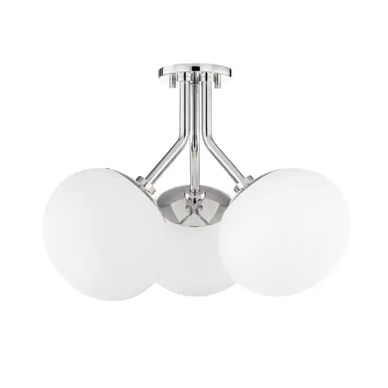Estee 3 Light 19 inch Polished Nickel Semi Flush Ceiling Light Next Day Delivery