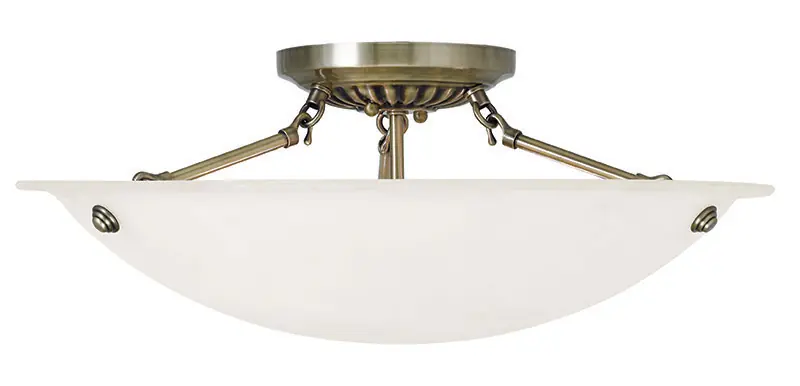Oasis 3 Light 20 inch Antique Brass Semi-Flush Mount Ceiling Light Crafted