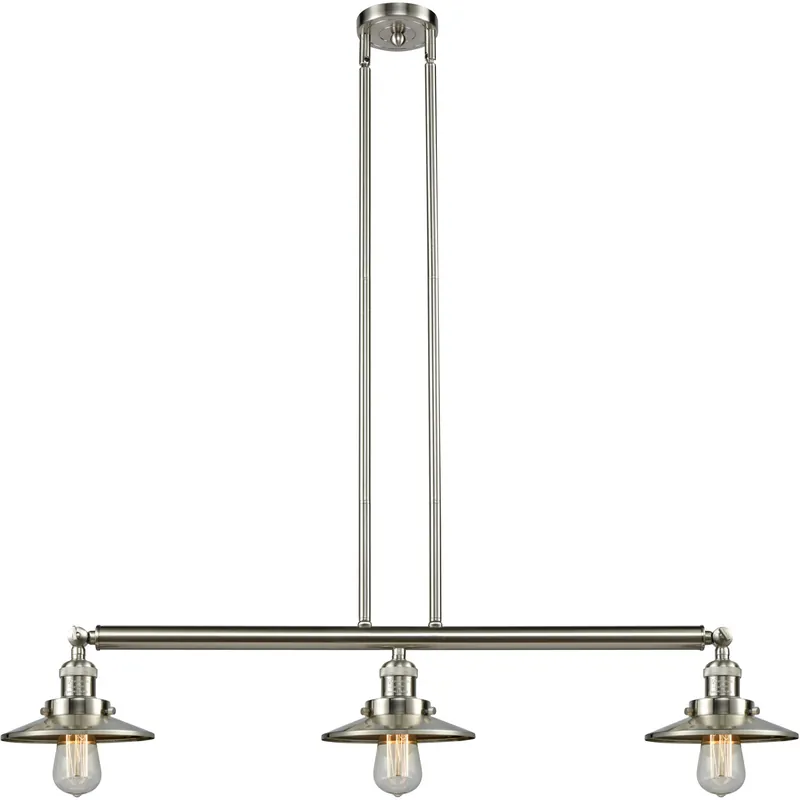 Franklin Restoration Railroad 3 Light 41 inch Brushed Satin Nickel Island Light Ceiling Light, Franklin Restoration Top Rated