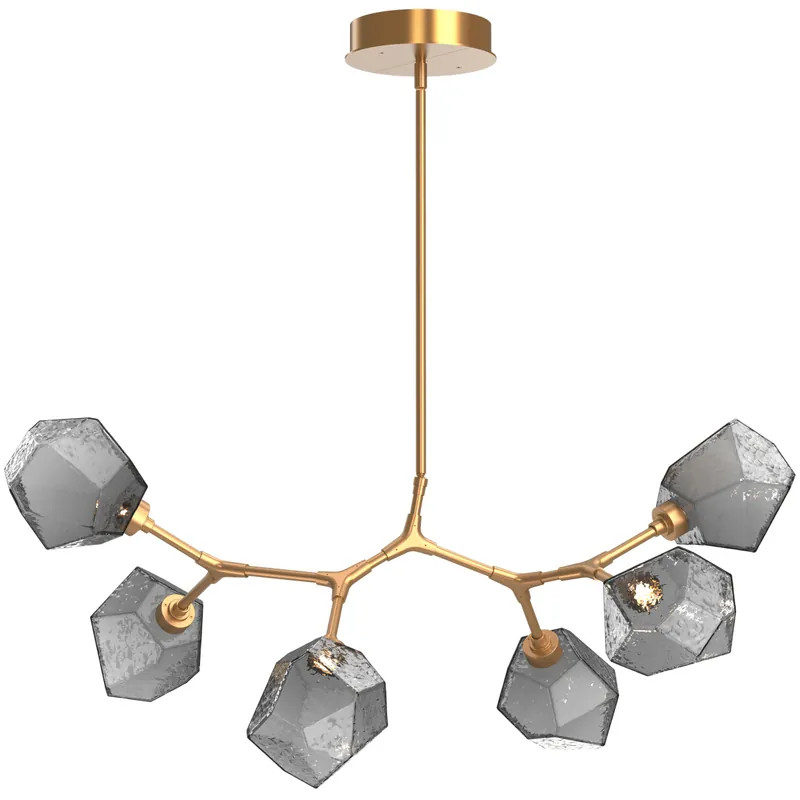 Best Choice Gem LED 38 inch Novel Brass Linear Pendant Ceiling Light in 3000K LED, Smoke, Modern Branch