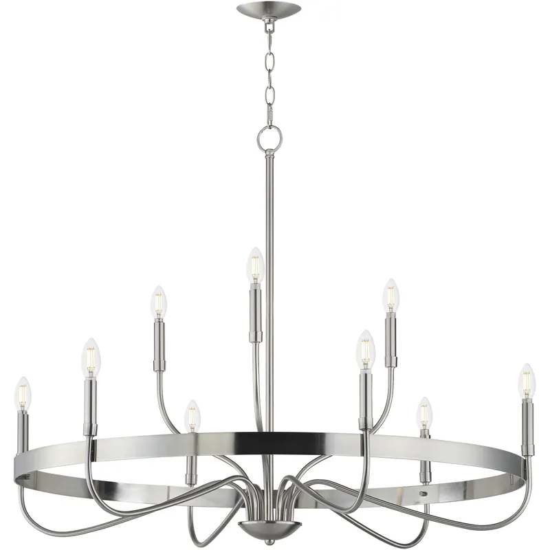 Trending Frankie 9 Light 39.75 inch Satin Nickel Single-Tier Chandelier Ceiling Light