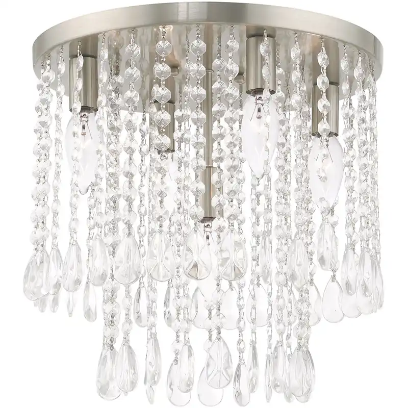 Elizabeth 5 Light 14 inch Brushed Nickel Flush Mount Ceiling Light Worldwide Shipping