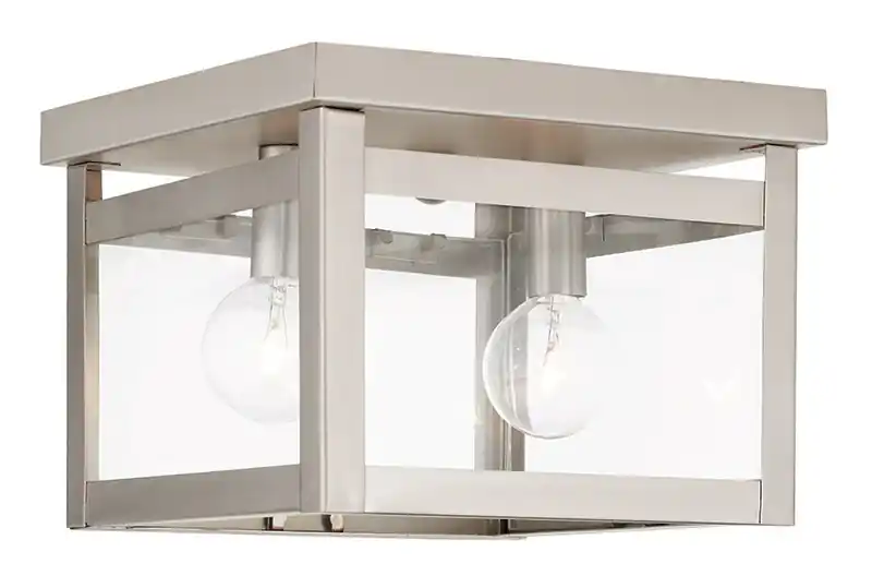 Instant Buy Milford 2 Light 8 inch Brushed Nickel Flush Mount Ceiling Light
