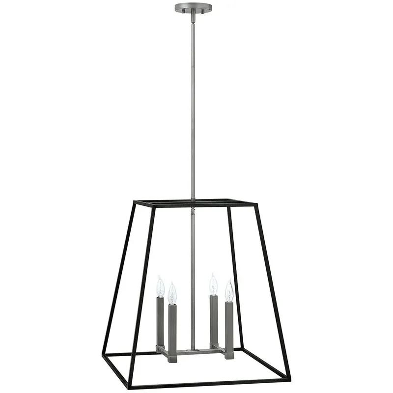 Fulton 4 Light 22 inch Aged Zinc with Antique Nickel Indoor Foyer Light Ceiling Light Buy Direct