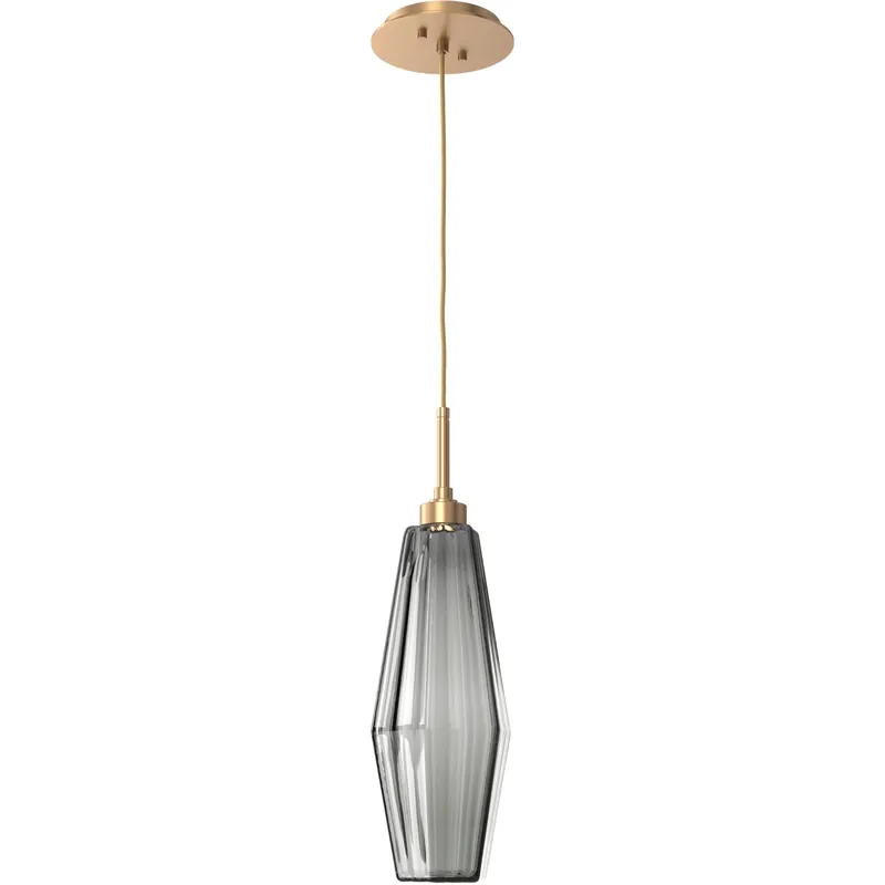 Time-Limited Aalto LED 5.1 inch Novel Brass Pendant Ceiling Light in Optic Rib Smoke, 2700K LED