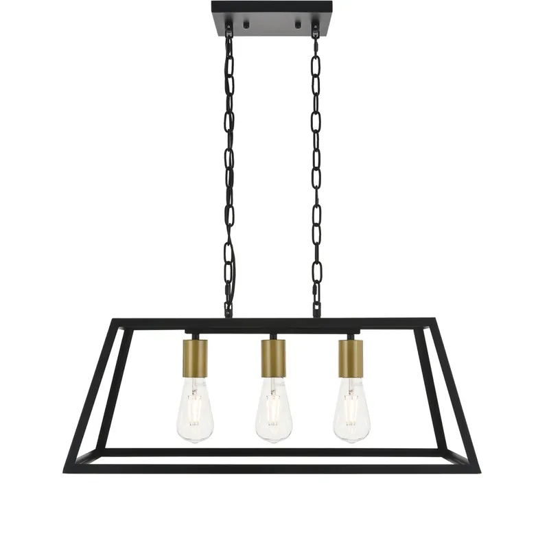 Resolute 3 Light 25 inch Brass and Black Pendant Ceiling Light Factory Price