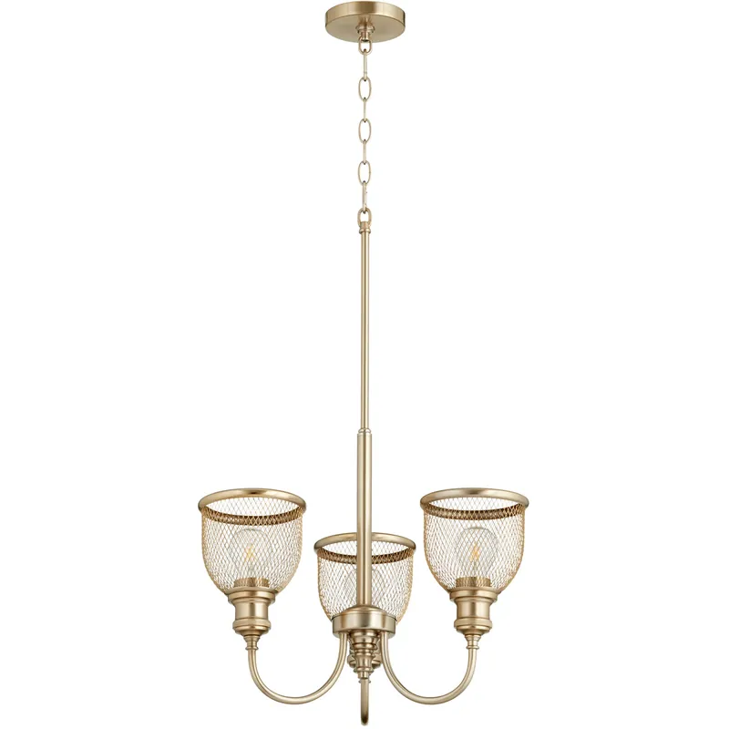 Bulk Order Omni 3 Light 19 inch Aged Brass Mini Chandelier Ceiling Light, Convertible