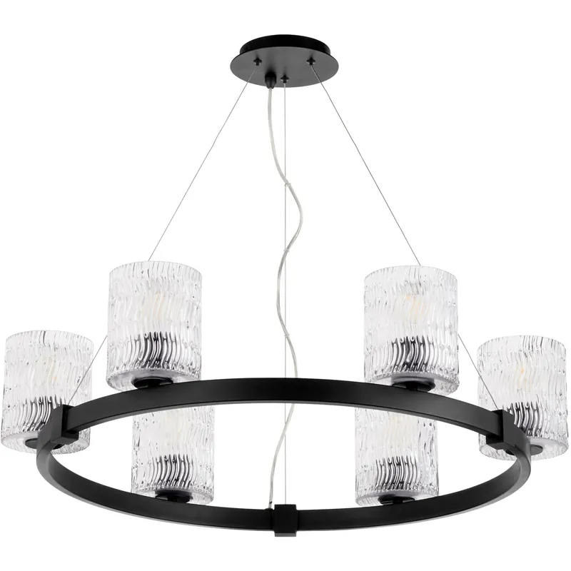 Stadium 6 Light 30 inch Noir Chandelier Ceiling Light Premium