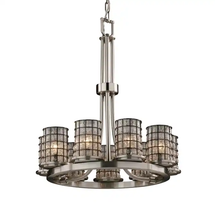 Wire Glass 9 Light 23 inch Dark Bronze Chandelier Ceiling Light in 6300 Lm LED, Swirl with Clear Bubbles Same Day Shipping