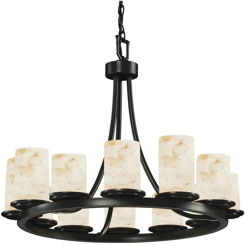 Premium Alabaster Rocks LED 28 inch Dark Bronze Chandelier Ceiling Light in 8400 Lm LED, Dakota