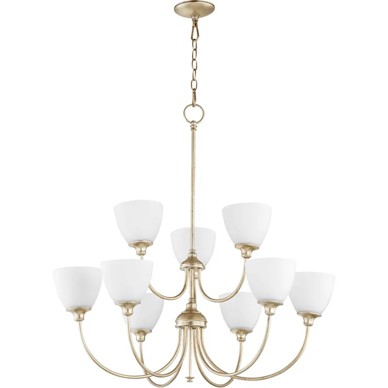 Bargain Celeste 9 Light 32 inch Aged Silver Leaf Chandelier Ceiling Light, Satin Opal