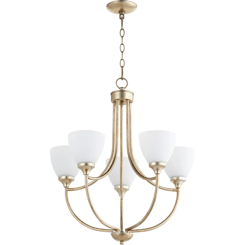 Buy Online Enclave 5 Light 24 inch Aged Silver Leaf Chandelier Ceiling Light