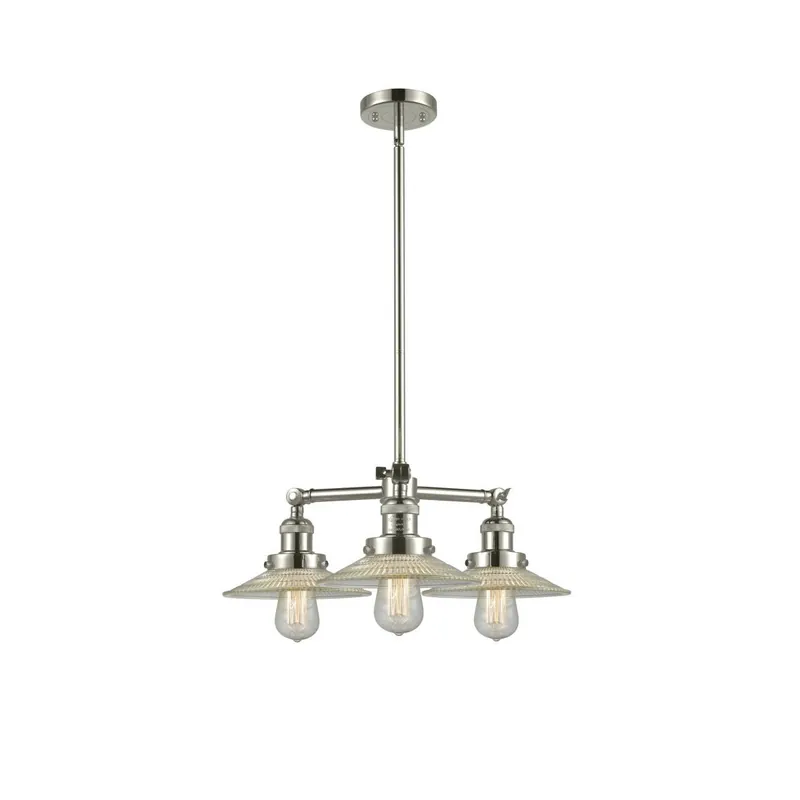 Shop Now Franklin Restoration Halophane LED 21.63 inch Polished Nickel Chandelier Ceiling Light in Clear Halophane Glass, Franklin Restoration