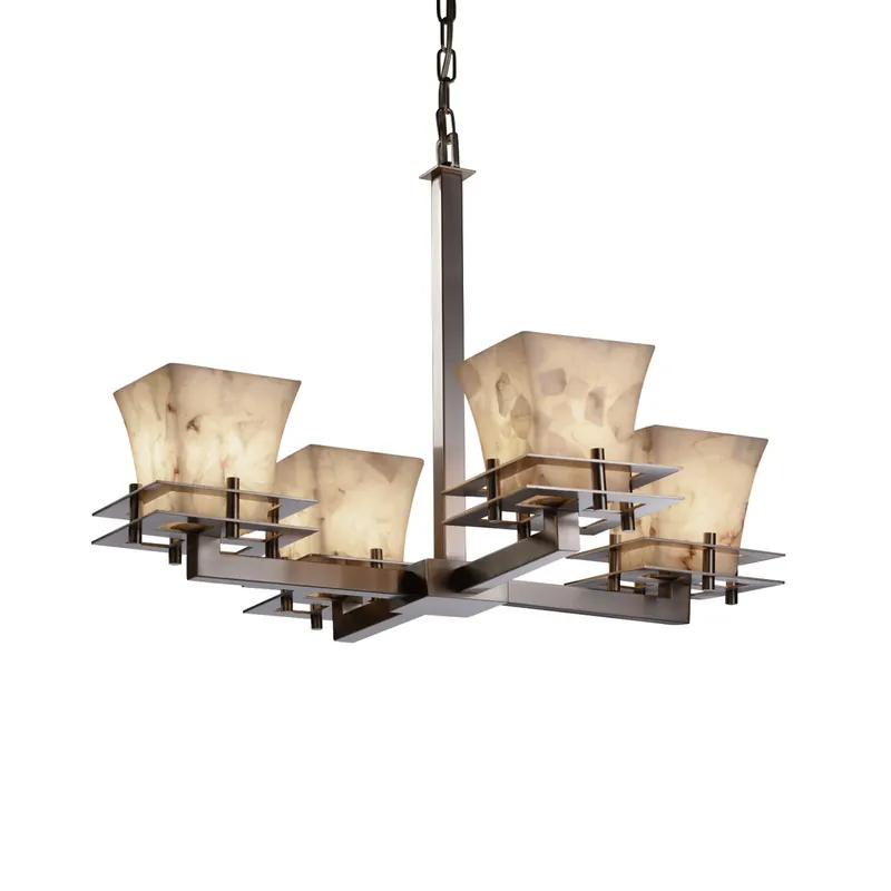 Alabaster Rocks LED 25 inch Brushed Nickel Chandelier Ceiling Light in 2800 Lm LED, Cylinder with Flat Rim, Metropolis Bargain