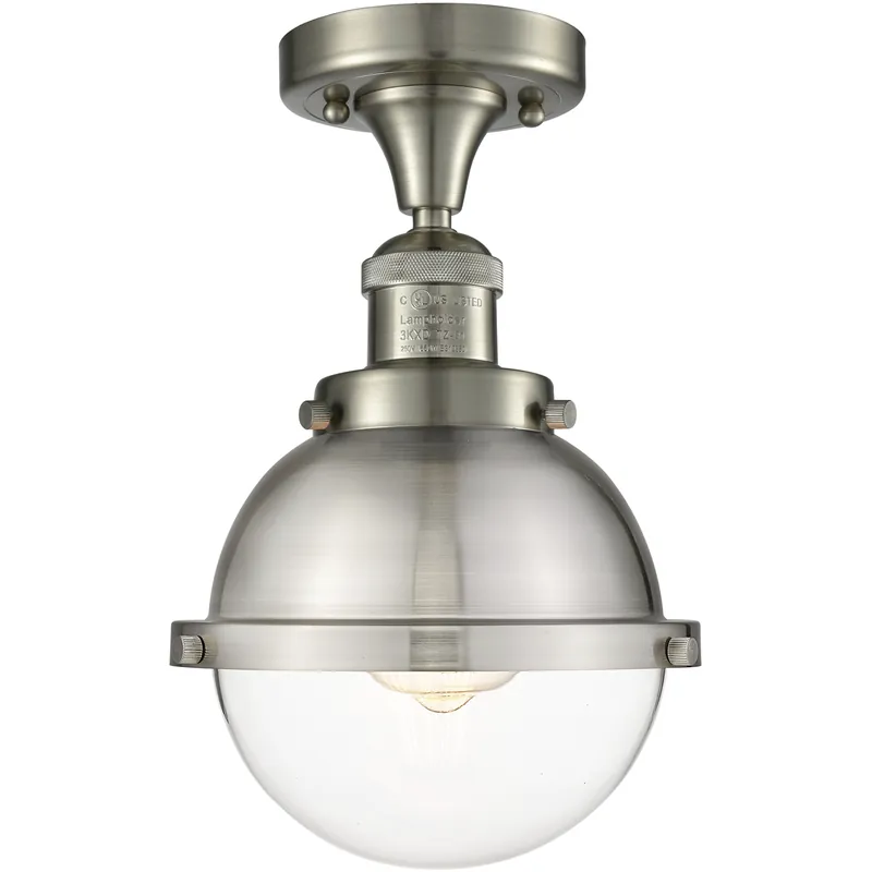 Franklin Restoration Hampden 1 Light 7.25 inch Brushed Satin Nickel Semi-Flush Mount Ceiling Light in Clear Glass Hot Deal
