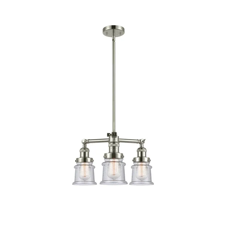 Franklin Restoration Small Canton LED 18 inch Polished Nickel Chandelier Ceiling Light in Seedy Glass, Franklin Restoration Money Back Guarantee