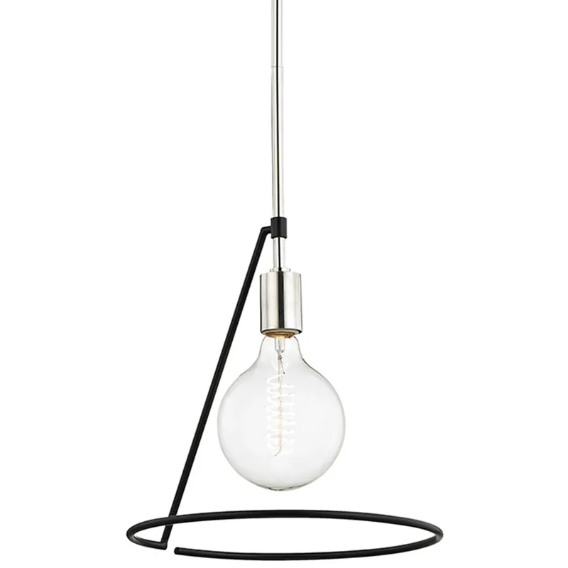 Dana 1 Light 11.75 inch Polished Nickel and Black Pendant Ceiling Light Free Returns
