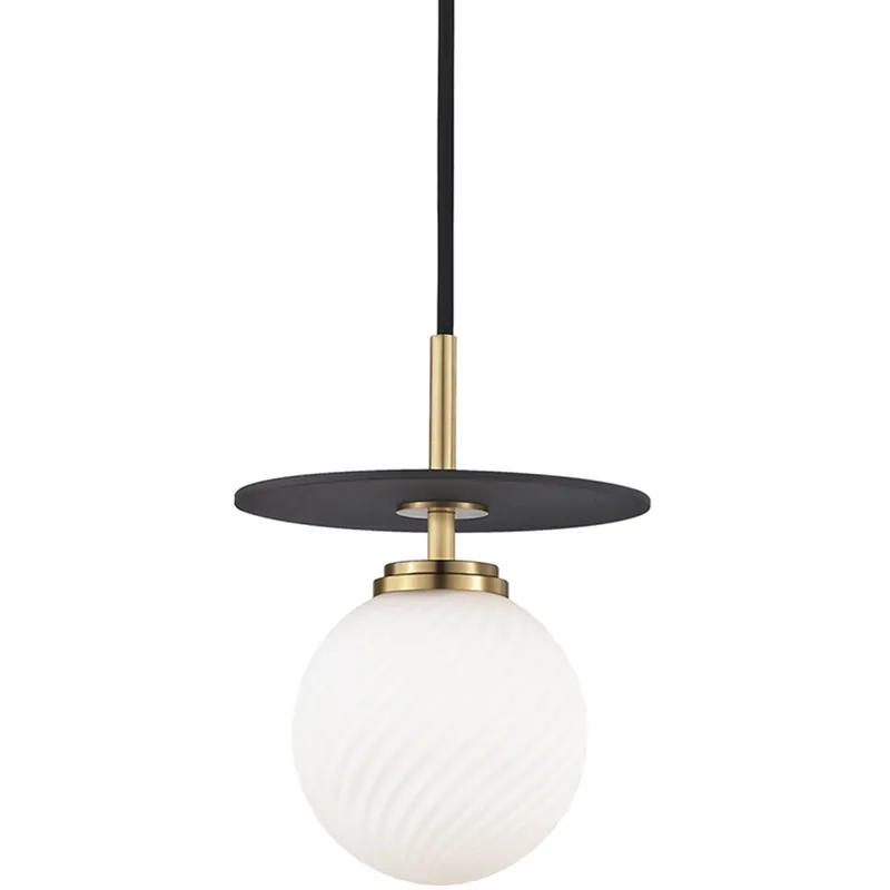 Premium Ellis LED 7 inch Aged Brass and Black Pendant Ceiling Light