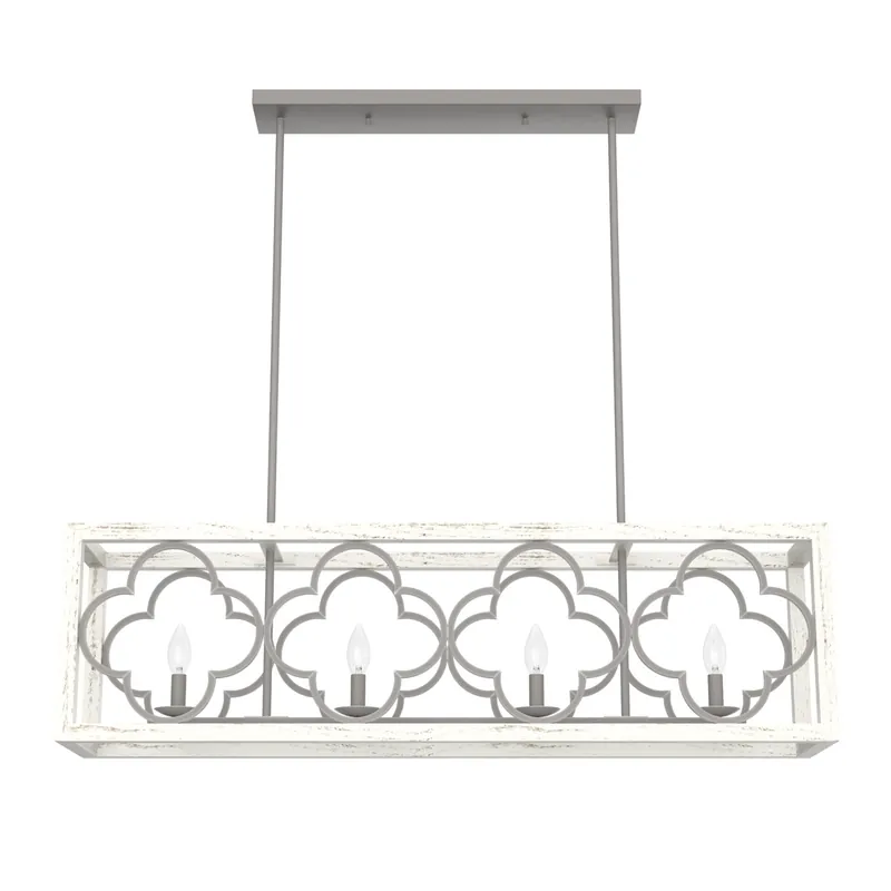Budget Gablecrest 4 Light Painted Concrete Linear Chandelier Ceiling Light