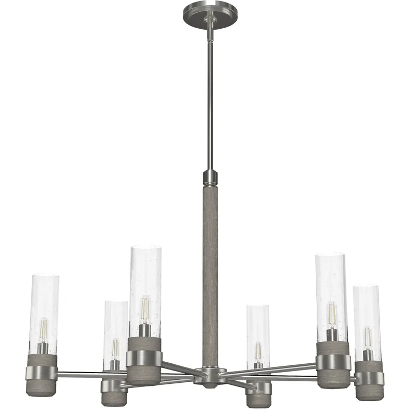 River Mill 6 Light 30 inch Brushed Nickel Chandelier Ceiling Light Certified