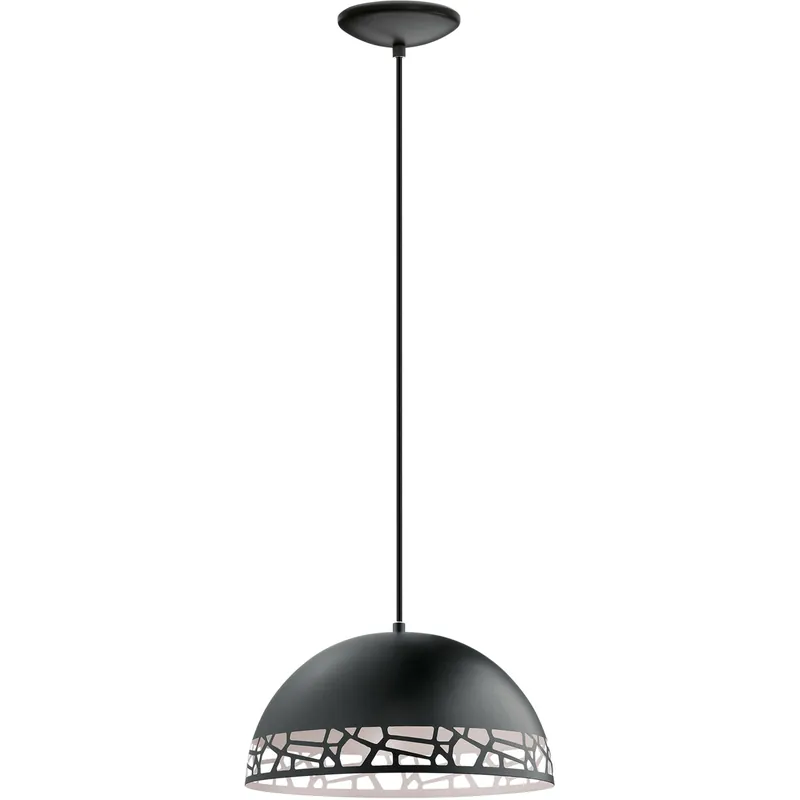 Final Sale Savignano 1 Light 15 inch Matte Black and White Pendant Ceiling Light