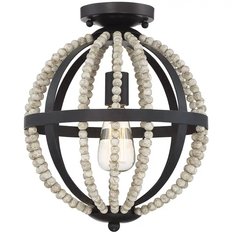 Luxury Bohemian 1 Light 12 inch Oil Rubbed Bronze Semi-Flush Ceiling Light