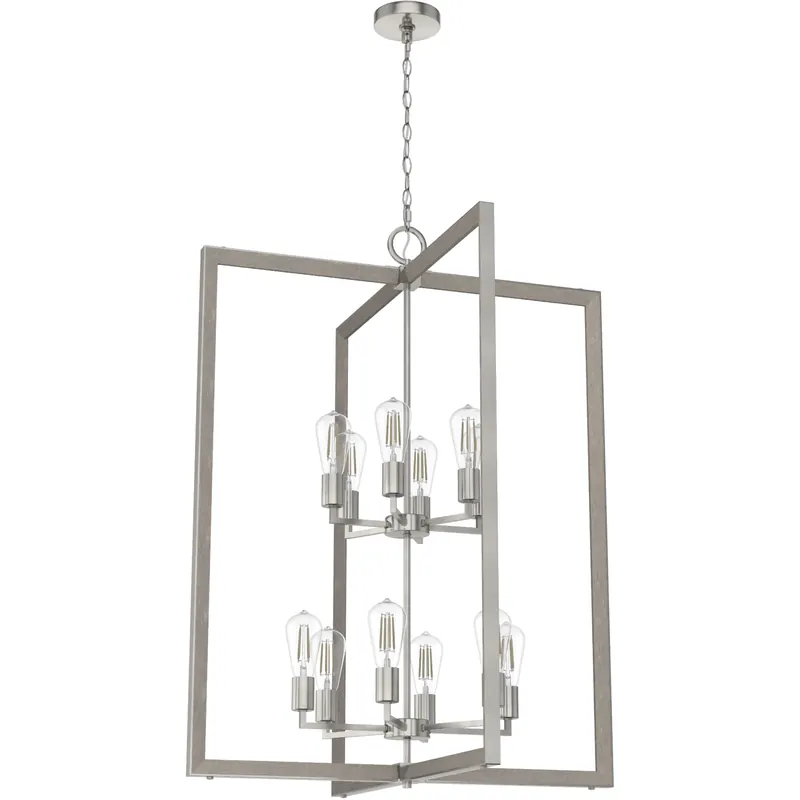 Woodburn 12 Light 30.75 inch Brushed Nickel Foyer Pendant Ceiling Light Limited Edition