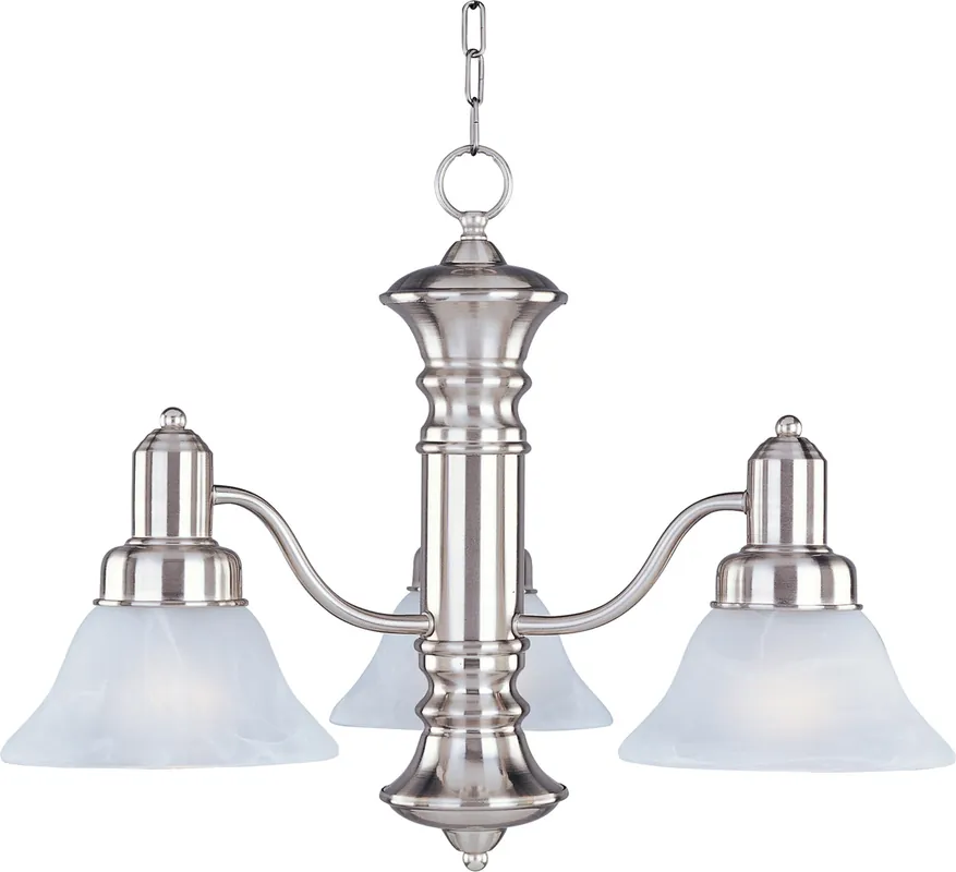 Modern Newburg 3 Light 22.5 inch Satin Nickel Down Light Chandelier Ceiling Light