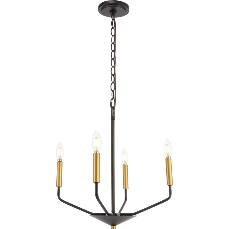 Best Seller Enzo 4 Light 18 inch Black and Brass Pendant Ceiling Light