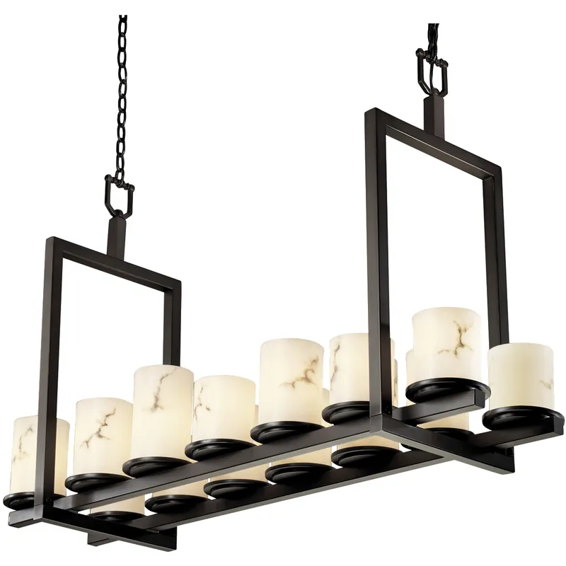 Lumenaria 14 Light 13 inch Dark Bronze Chandelier Ceiling Light in Cylinder with Flat Rim Save Now