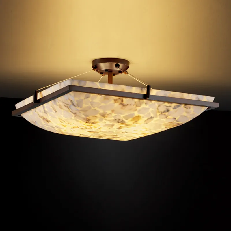 Cheap Alabaster Rocks LED 27 inch Brushed Nickel Semi-Flush Ceiling Light in 5000 Lm LED