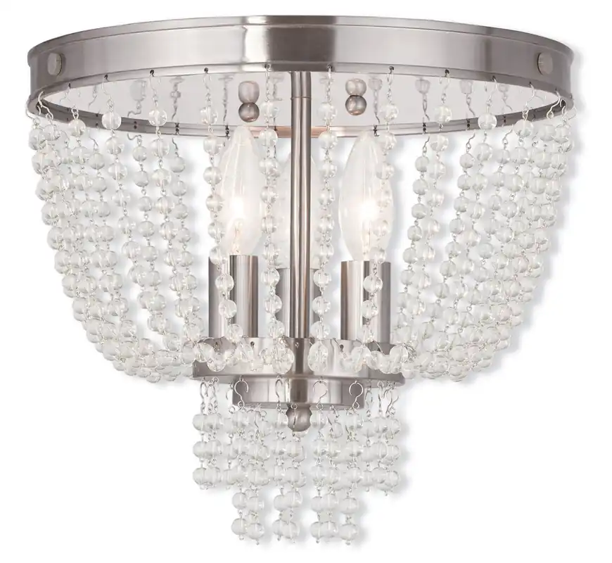 Wholesale Valentina 3 Light 12 inch Brushed Nickel Flush Mount Ceiling Light