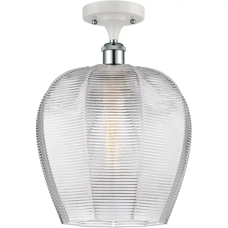 Ballston Norfolk 1 Light 12 inch White and Polished Chrome Semi-Flush Mount Ceiling Light in Clear Glass Clearance