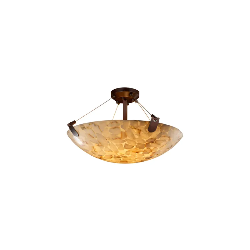 Trusted Brand Alabaster Rocks LED 27 inch Brushed Nickel Semi-Flush Ceiling Light in 5000 Lm LED, Square Bowl