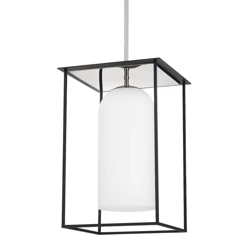 Grab Now Teres 1 Light 14.75 inch Polished Nickel/Textured Black Pendant Ceiling Light