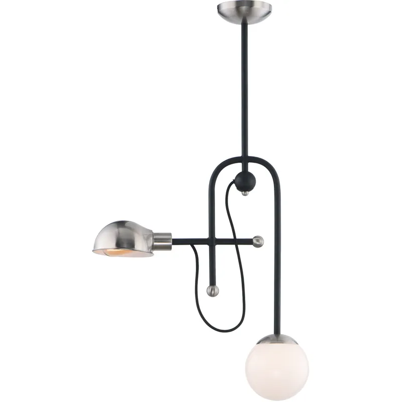 Deal Mingle LED LED 6 inch Black/Satin Nickel Single Pendant Ceiling Light in Black and Satin Nickel